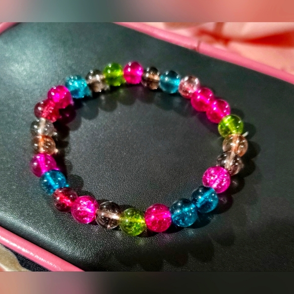 Natural Colorful/Rainbow Tourmaline 8mm Beaded Bracelet (New, never worn) - Picture 2 of 8